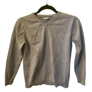 Amazon Essentials Light Grey 100% Cotton V-Neck Sweater Size 18 Shrunken Fit